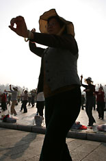 Early morning fitness dance exercises