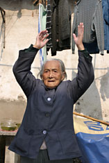 102-year-old Granny Hao demonstrating her daily exercises